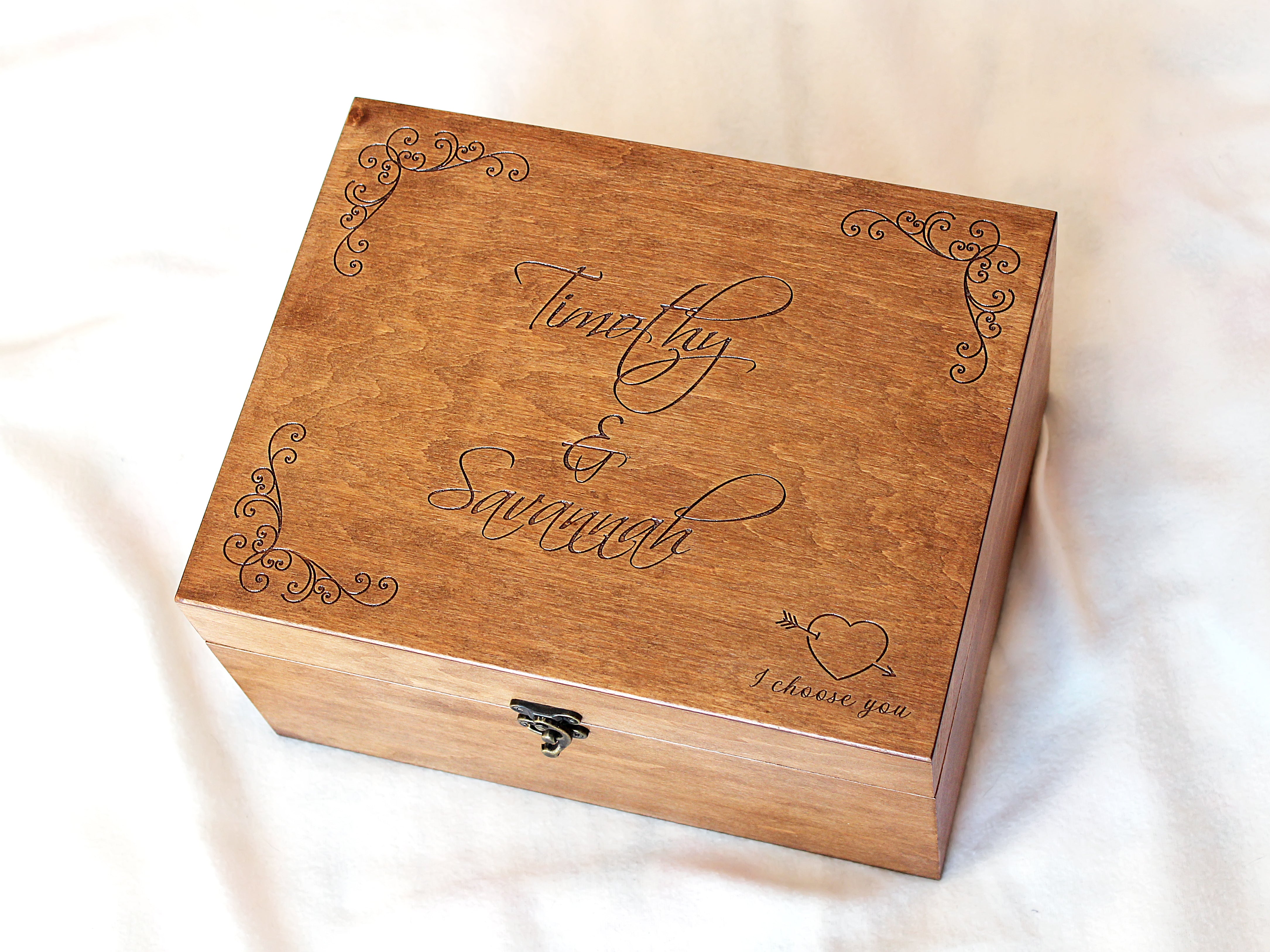 Tie Storage Box - Personalized Groom Gifts from The Bride, Premium Quality Custom Wedding Gift, Solid Wood Box with Lid, 8 Ties Organizer