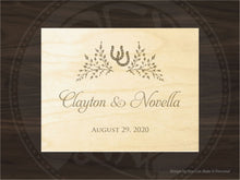 Load image into Gallery viewer, Wedding memory box with names date and double horse shoes