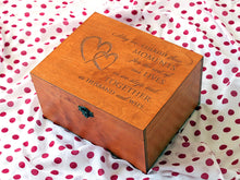 Load image into Gallery viewer, Wedding keepsake box with personalization, Custom memory wood box, Anniversary gift
