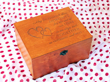Load image into Gallery viewer, Wedding keepsake box with personalization, Custom memory wood box, Anniversary gift