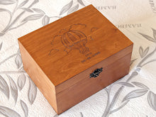 Load image into Gallery viewer, Hot Air Balloon drawing memory box, Custom engraved box, Personalized keepsake box
