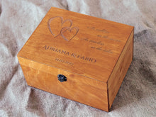 Load image into Gallery viewer, Wedding memento storage box with customization, Personalized wood box for anniversary gift
