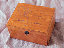 Load image into Gallery viewer, Wedding memento storage box with customization, Personalized wood box for anniversary gift