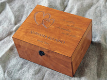 Load image into Gallery viewer, Wedding memento storage box with customization, Personalized wood box for anniversary gift