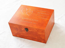 Load image into Gallery viewer, Wedding keepsake box for wedding mementos storage, Personalized wooden box gift for the couple