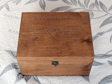Load image into Gallery viewer, Wedding oath engraved on box, Custom wedding memento storage box
