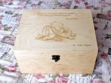 Load image into Gallery viewer, Winnie the pooh quote on a wooden box, Memory box with Pooh saying, Etched verse on box
