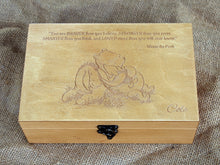 Load image into Gallery viewer, Memory box personalized with your favorite Winnie the Pooh saying, Wooden kepsake box