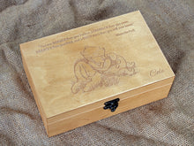 Load image into Gallery viewer, Memory box personalized with your favorite Winnie the Pooh saying, Wooden kepsake box