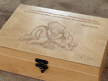 Load image into Gallery viewer, Memory box personalized with your favorite Winnie the Pooh saying, Wooden kepsake box