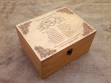 Load image into Gallery viewer, Personalized memory box anniversary gift, Wooden jewelry box with custom message engraved