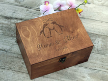 Load image into Gallery viewer, Personalized wedding keepsake box with custom image and text, Anniversary gift for her or him