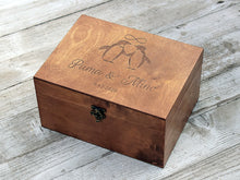 Load image into Gallery viewer, Personalized wedding keepsake box with custom image and text, Anniversary gift for her or him
