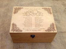 Load image into Gallery viewer, Personalized memory box anniversary gift, Wooden jewelry box with custom message engraved