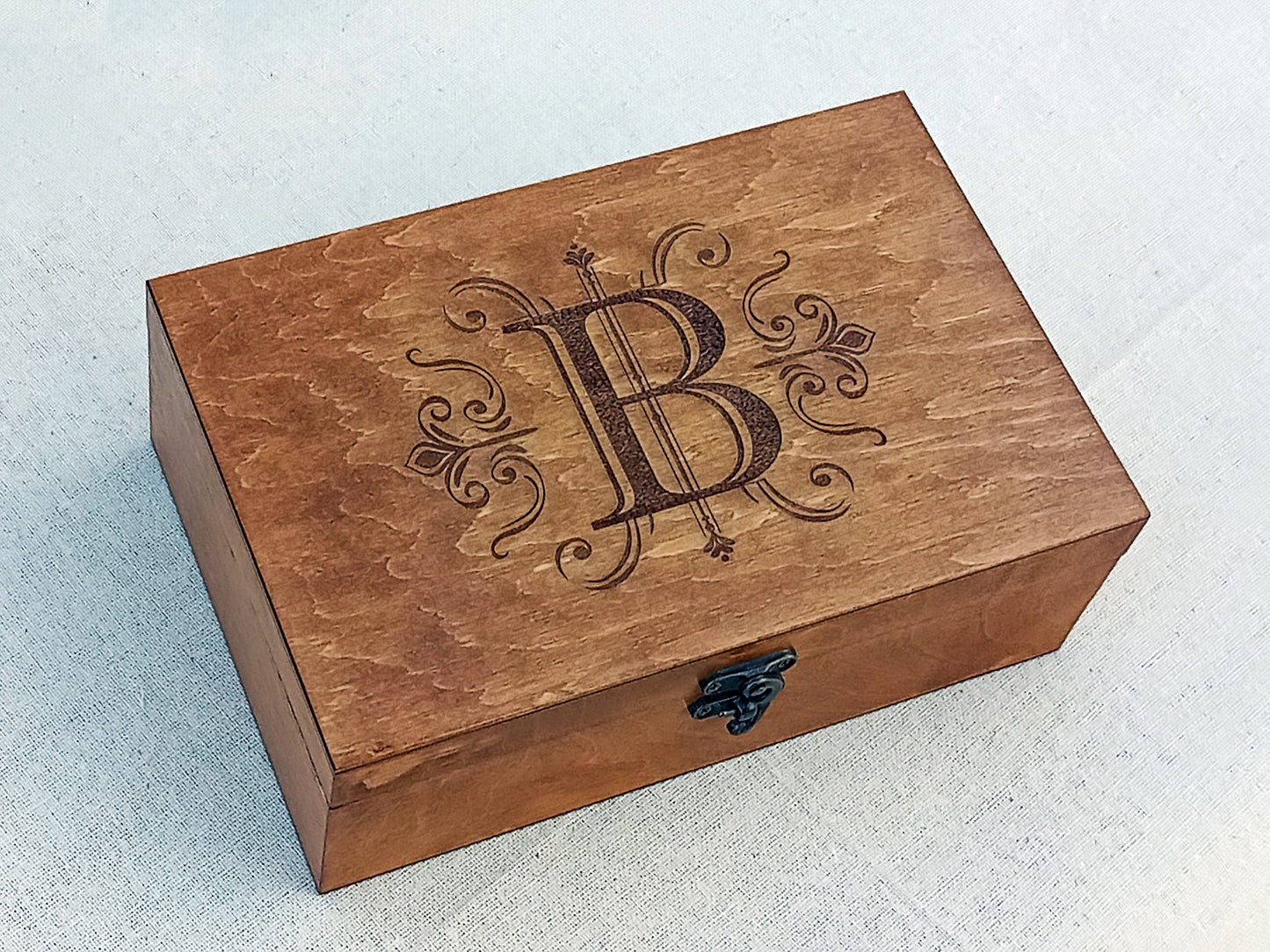 Monogrammed Wooden Box | Personalized Jewelry Box with monogram | Custom gift for her or him