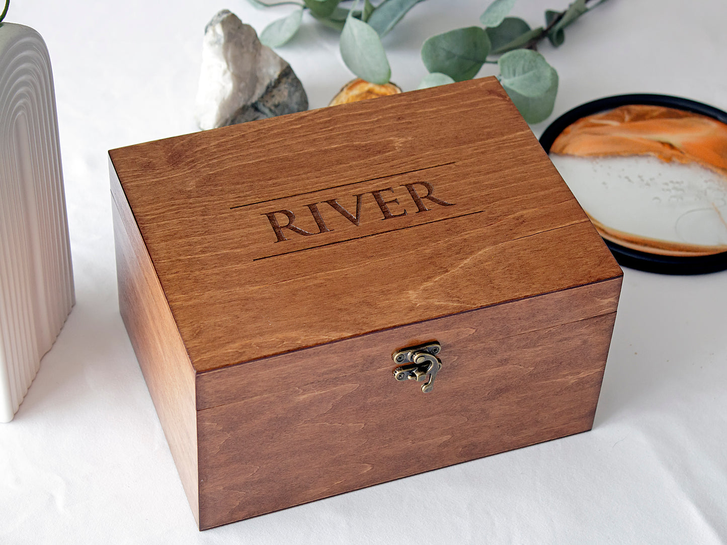 Personalized wooden memory box with name | Custom keepsake box | Hanmade pet urn