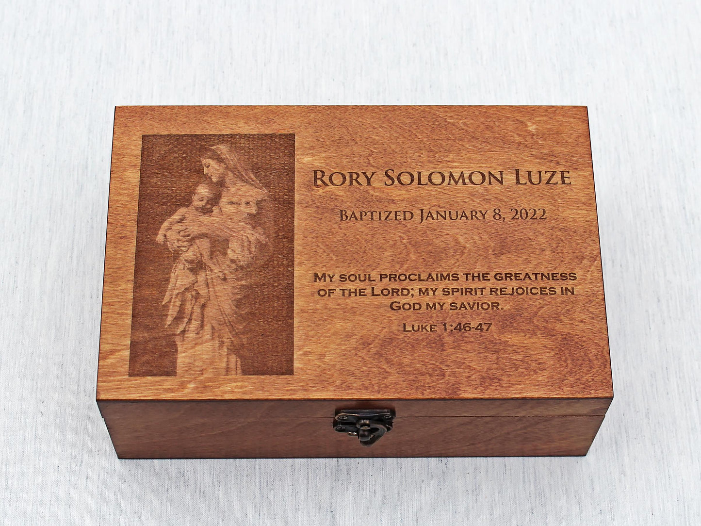 Personalized Baptism Wooden Memory Box | Custom Engraved Christening box | Goddaughter Gift | Godson Present