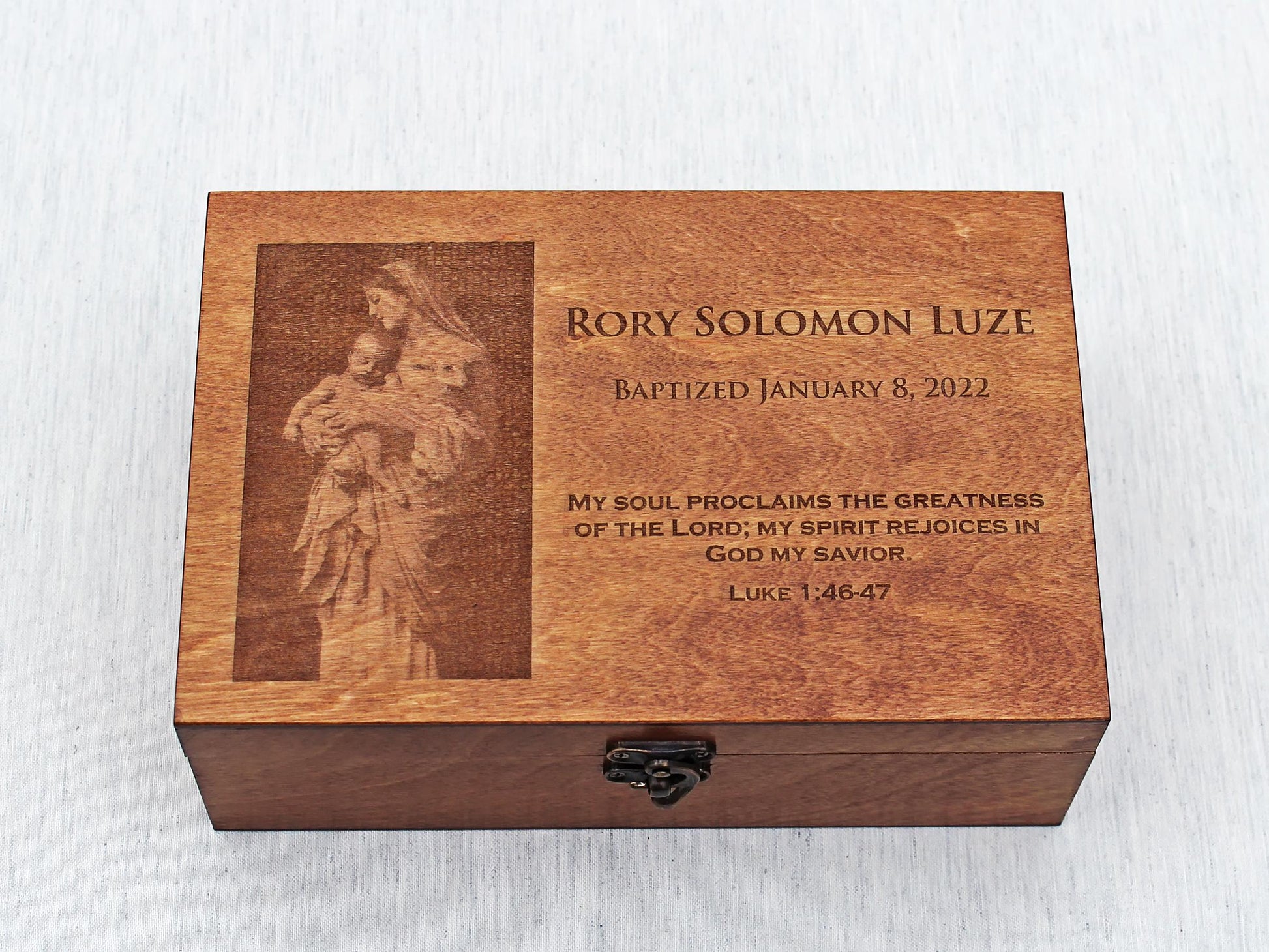 Personalized Baptism Wooden Memory Box | Custom Engraved Christening box | Goddaughter Gift | Godson Present