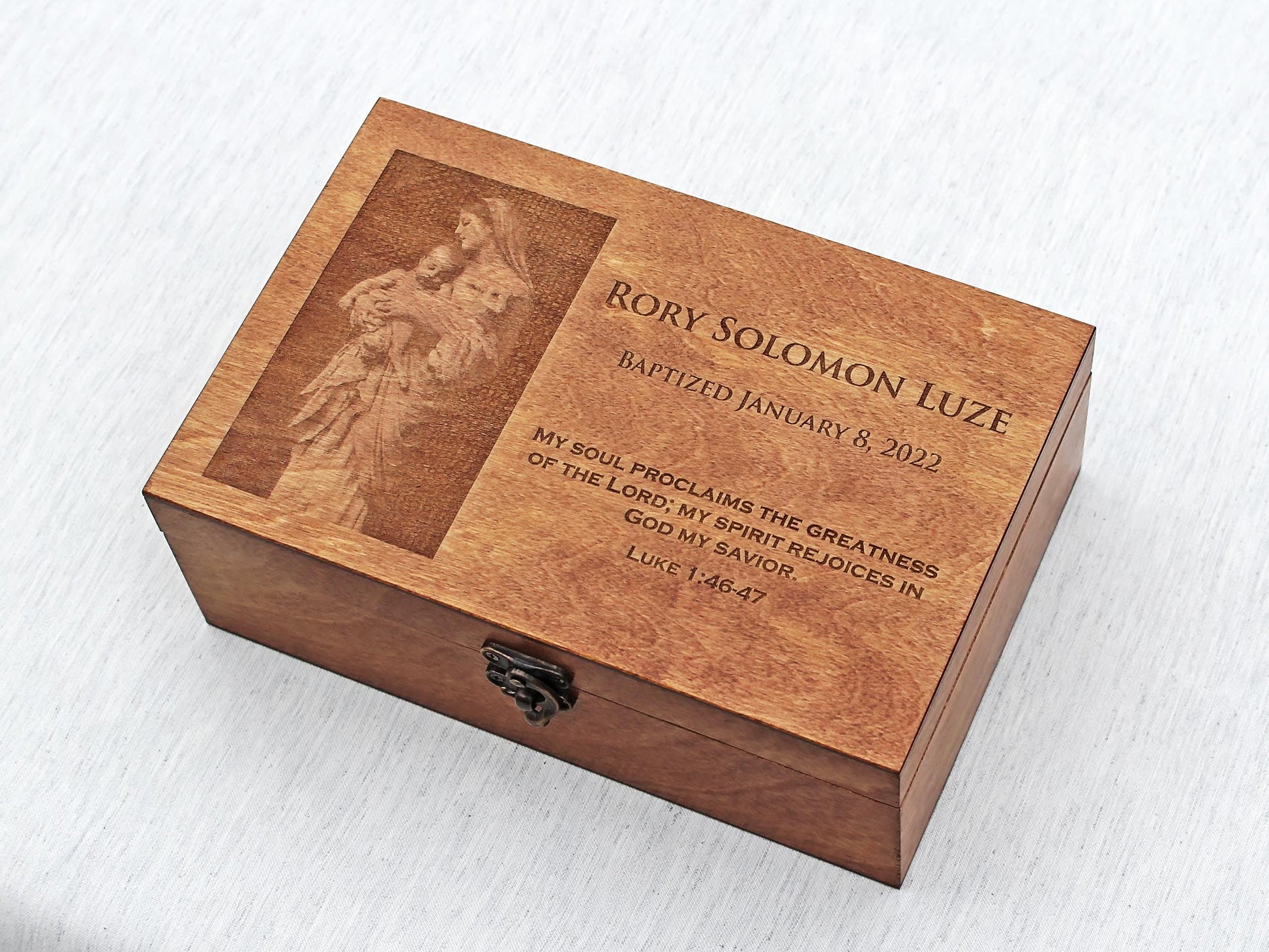 Personalized Baptism Wooden Memory Box | Custom Engraved Christening box | Goddaughter Gift | Godson Present