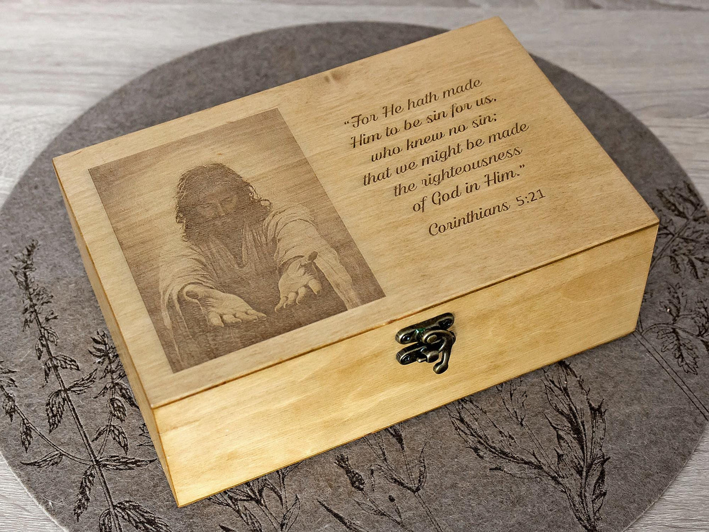 Personalized Baptism Wooden Memory Box | Custom Engraved Christening box | Goddaughter Gift | Godson Present