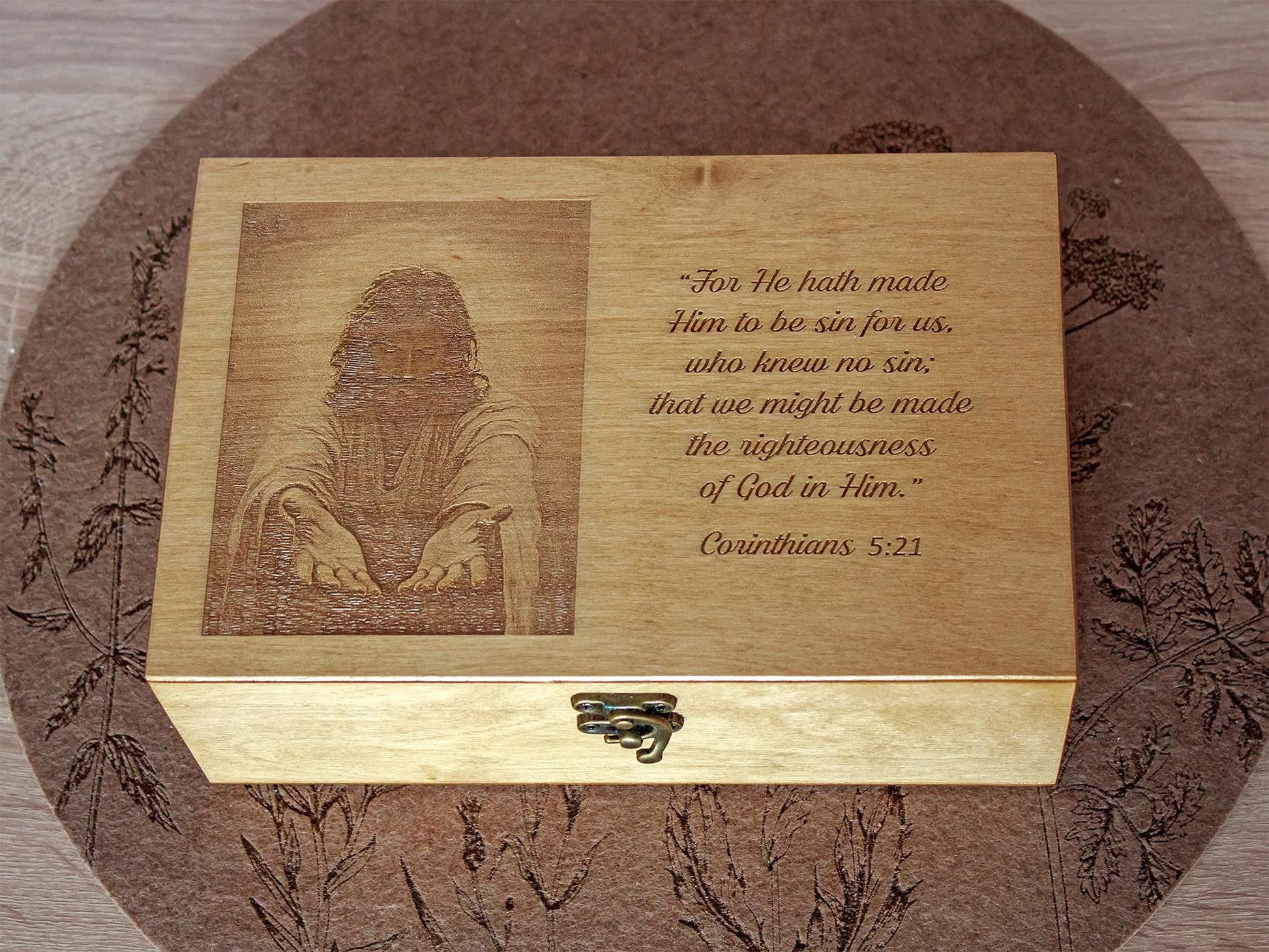 Personalized Baptism Wooden Memory Box | Custom Engraved Christening box | Goddaughter Gift | Godson Present