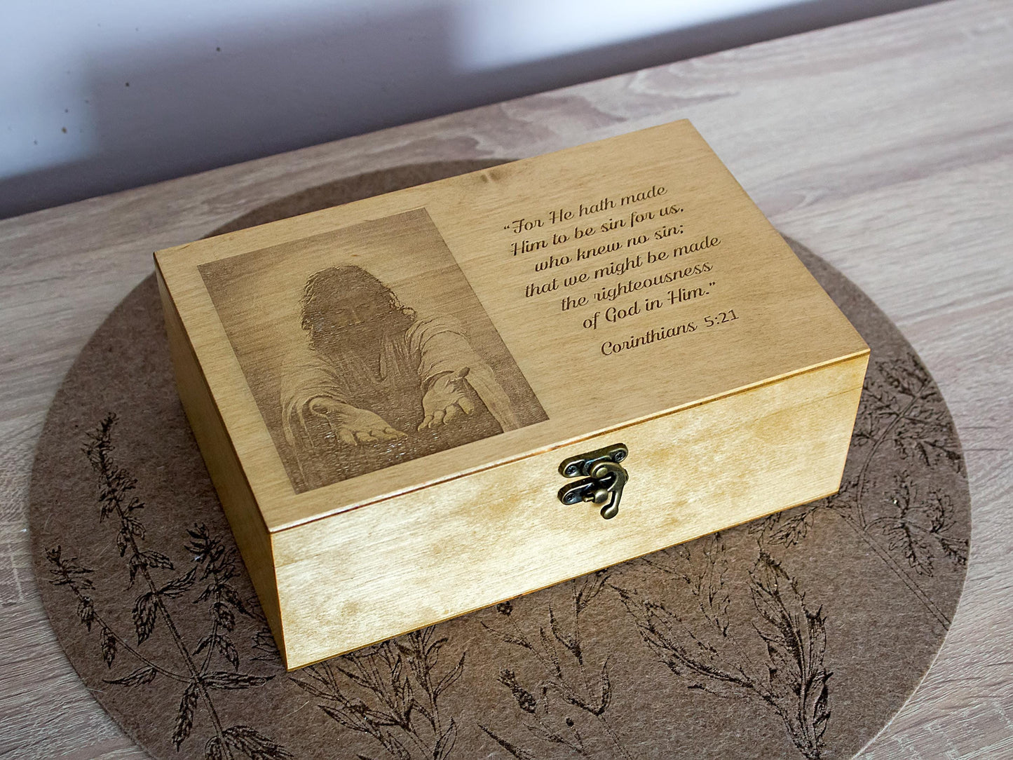 Personalized Baptism Wooden Memory Box | Custom Engraved Christening box | Goddaughter Gift | Godson Present