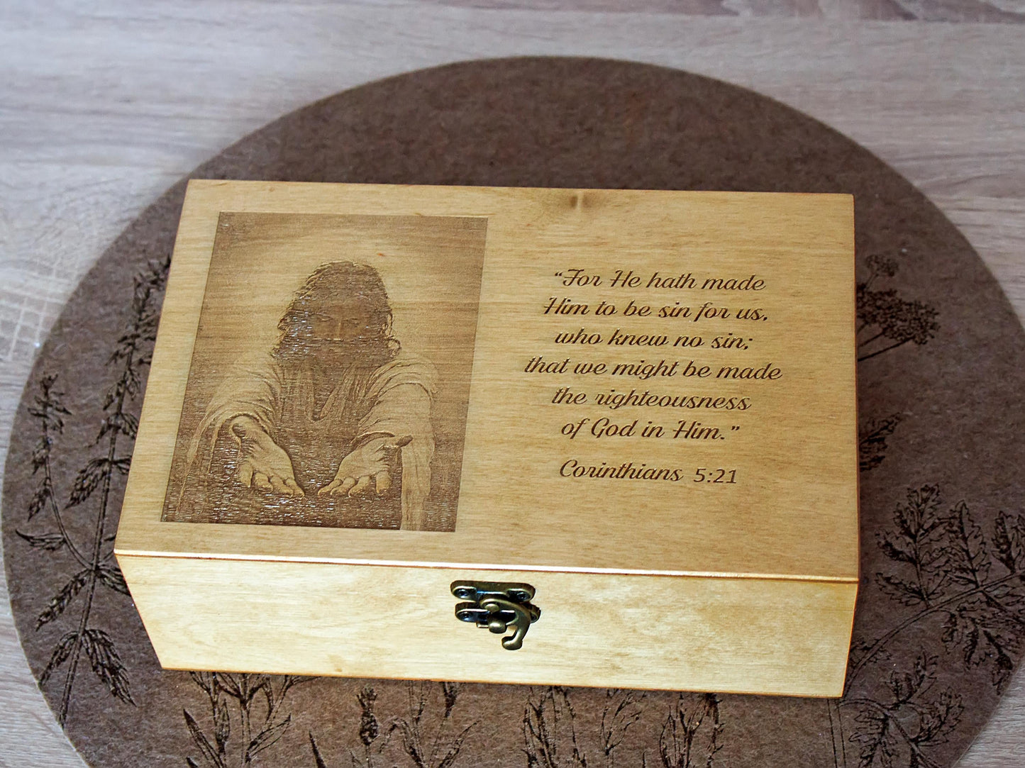 Personalized Baptism Wooden Memory Box | Custom Engraved Christening box | Goddaughter Gift | Godson Present