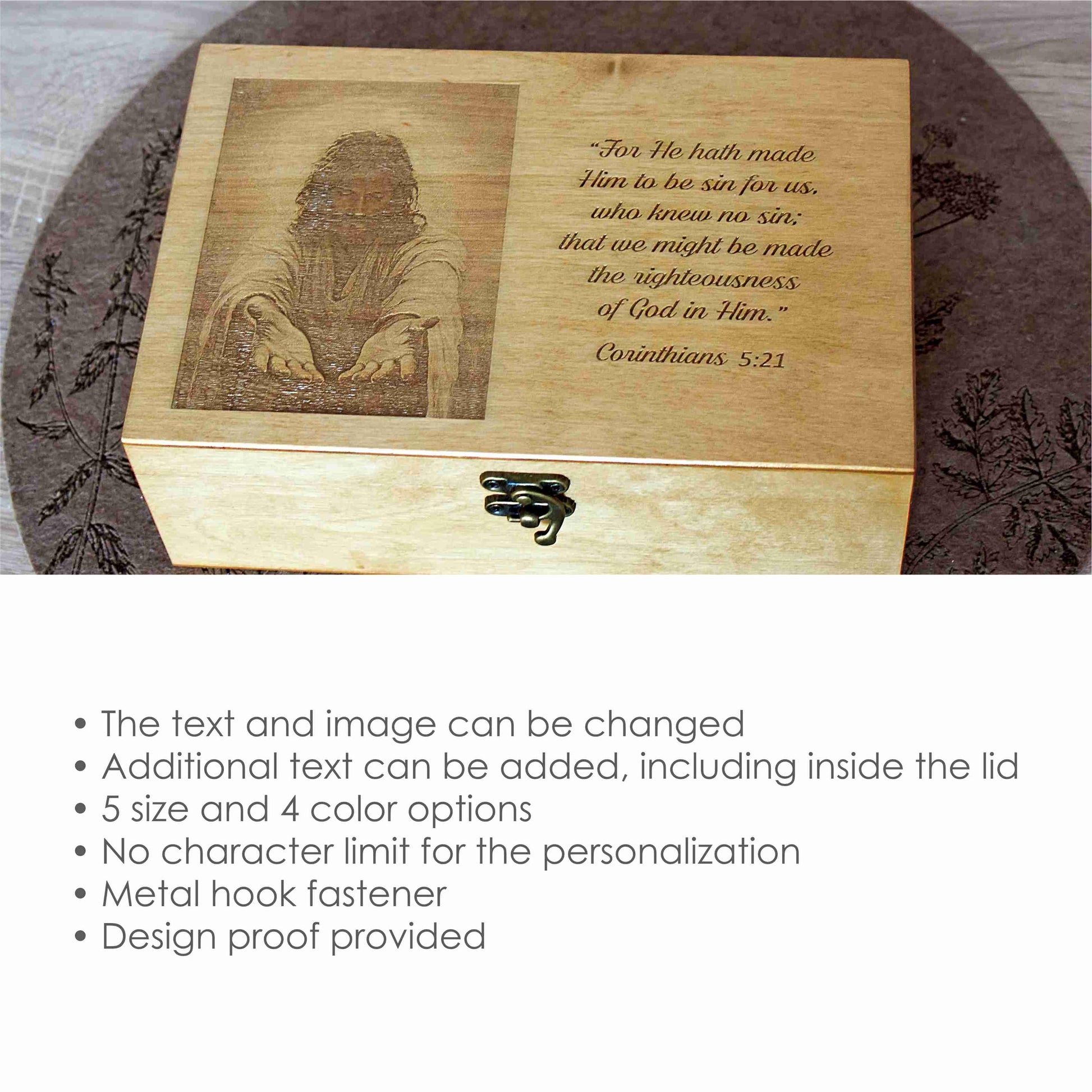 Personalized Baptism Wooden Memory Box | Custom Engraved Christening box | Goddaughter Gift | Godson Present