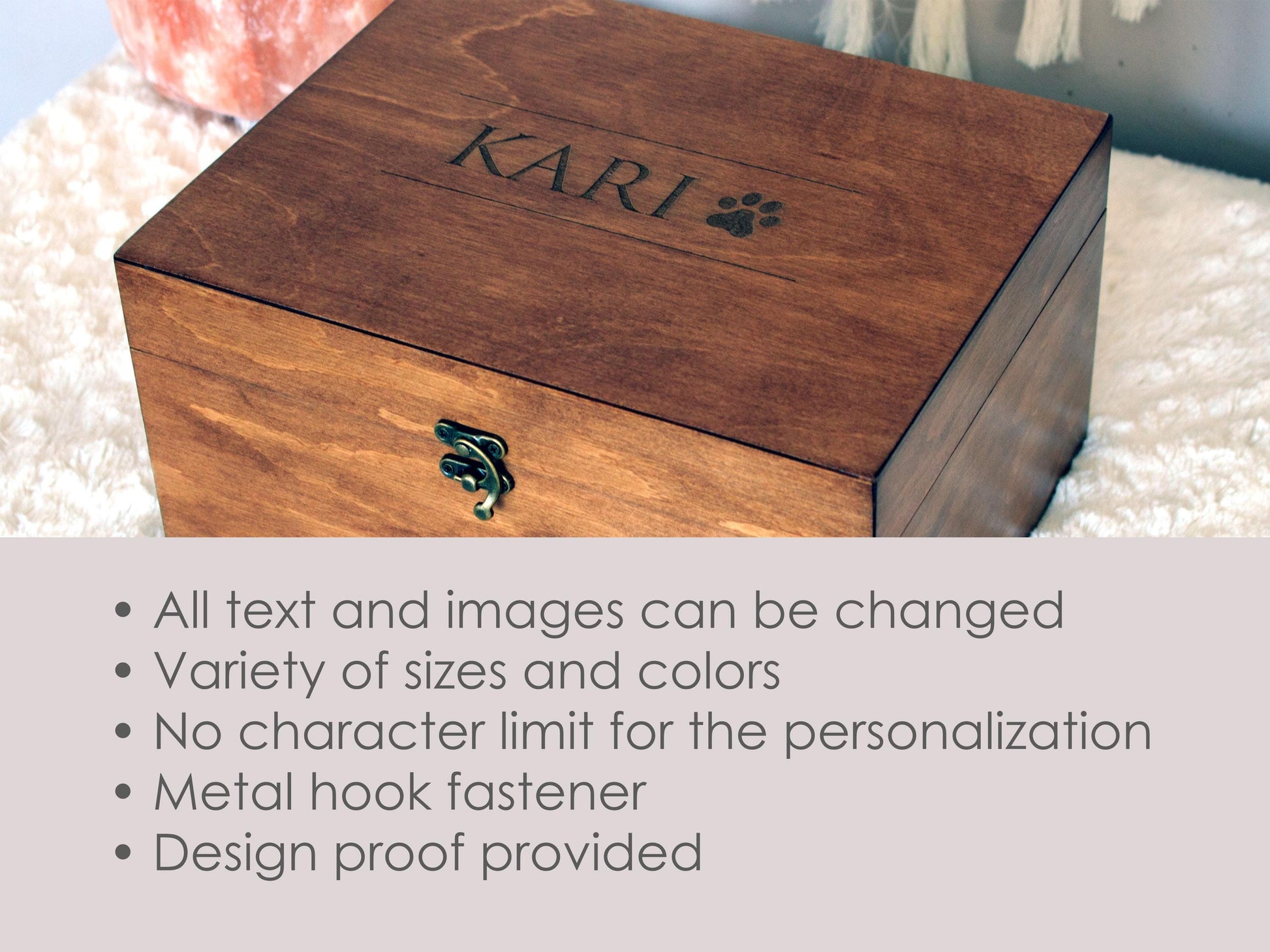 Personalized wooden pet memorial box | Custom Dog Bereavement Gift | Monogrammed pet urn | In Loving Memory Box