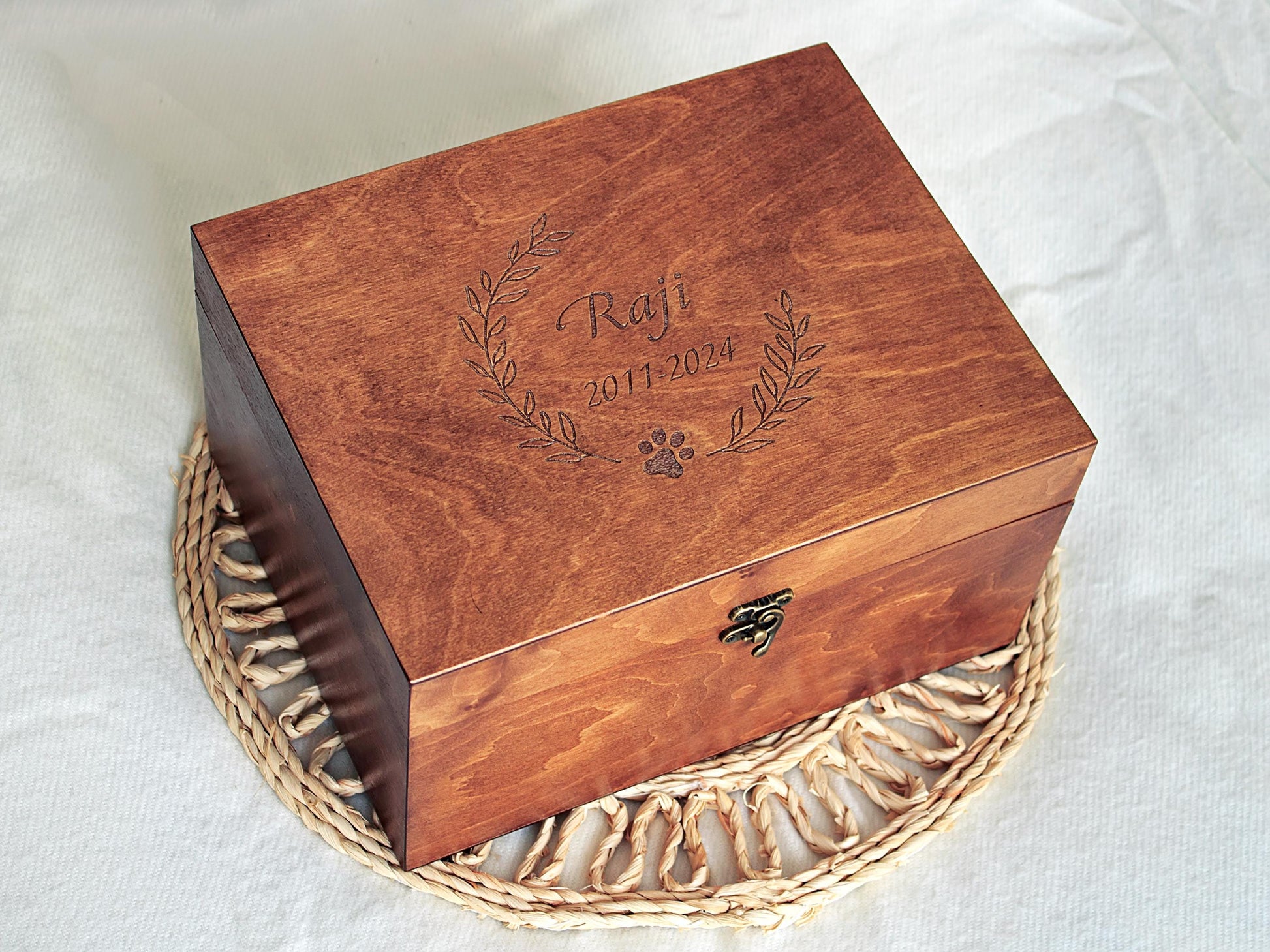Personalized wooden pet memorial box | Custom Dog Bereavement Gift | Monogrammed pet urn | In Loving Memory Box