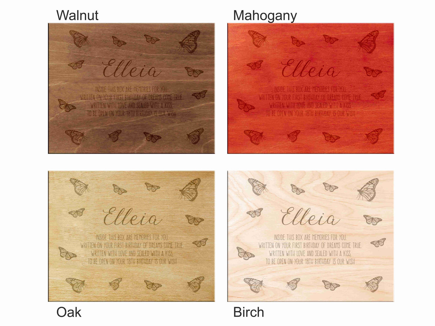 Colors of the personalized wooden baby memory box