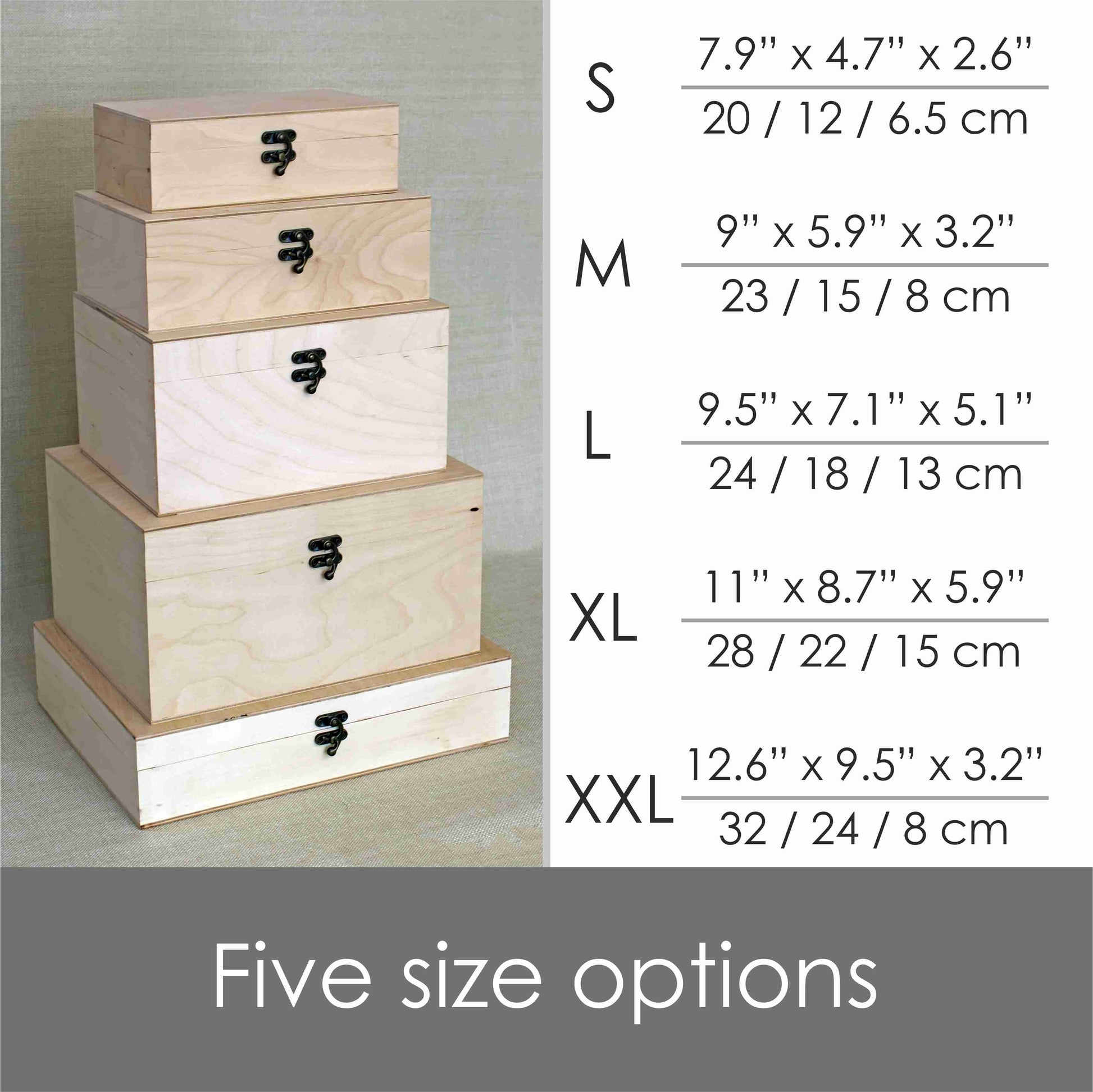 Dimensions of the personalized wooden baby memory box