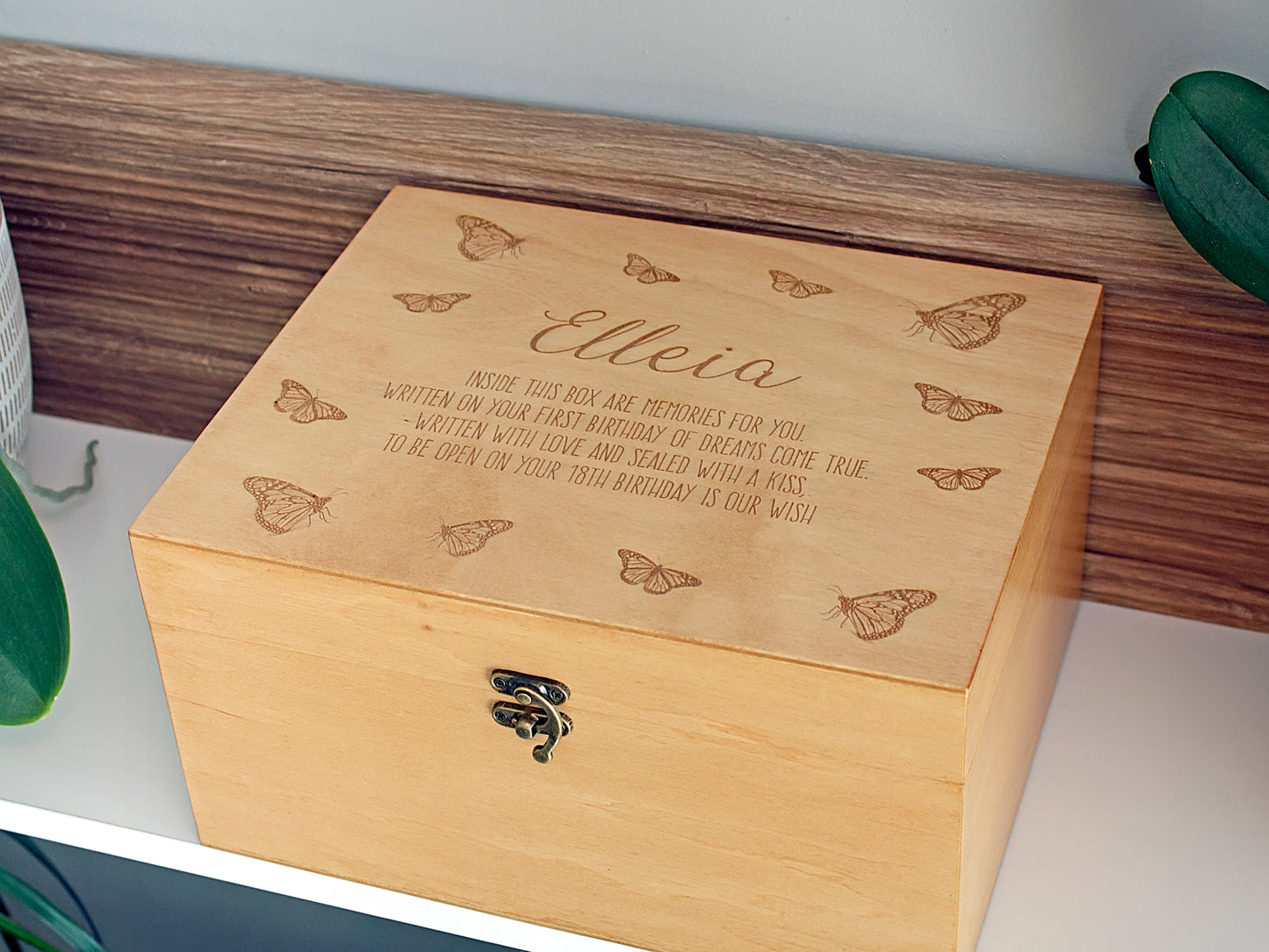 Personalized baby time capsule box for storing first-year keepsakes