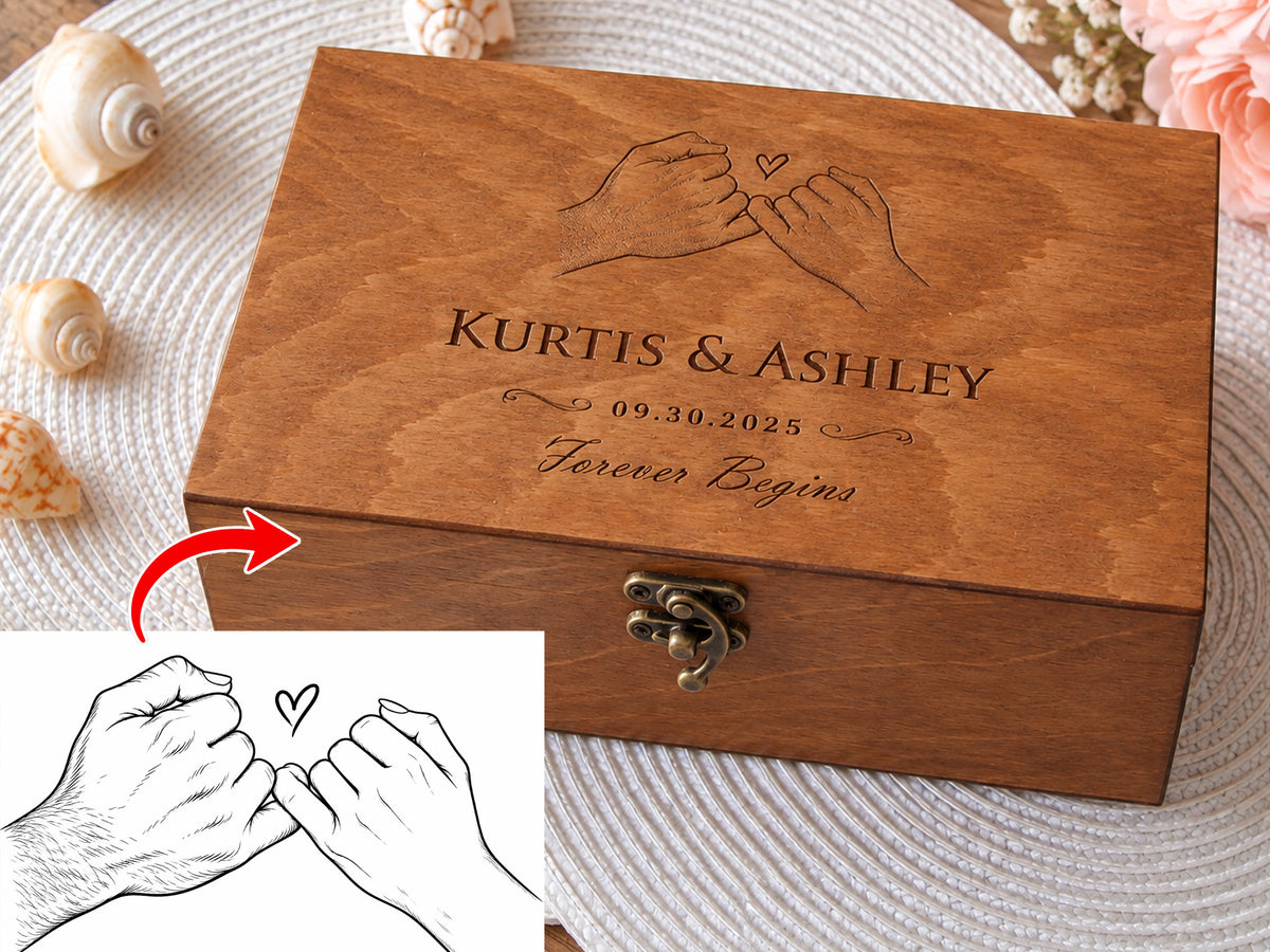 Customer image transformed into a custom engraving on a wooden keepsake box