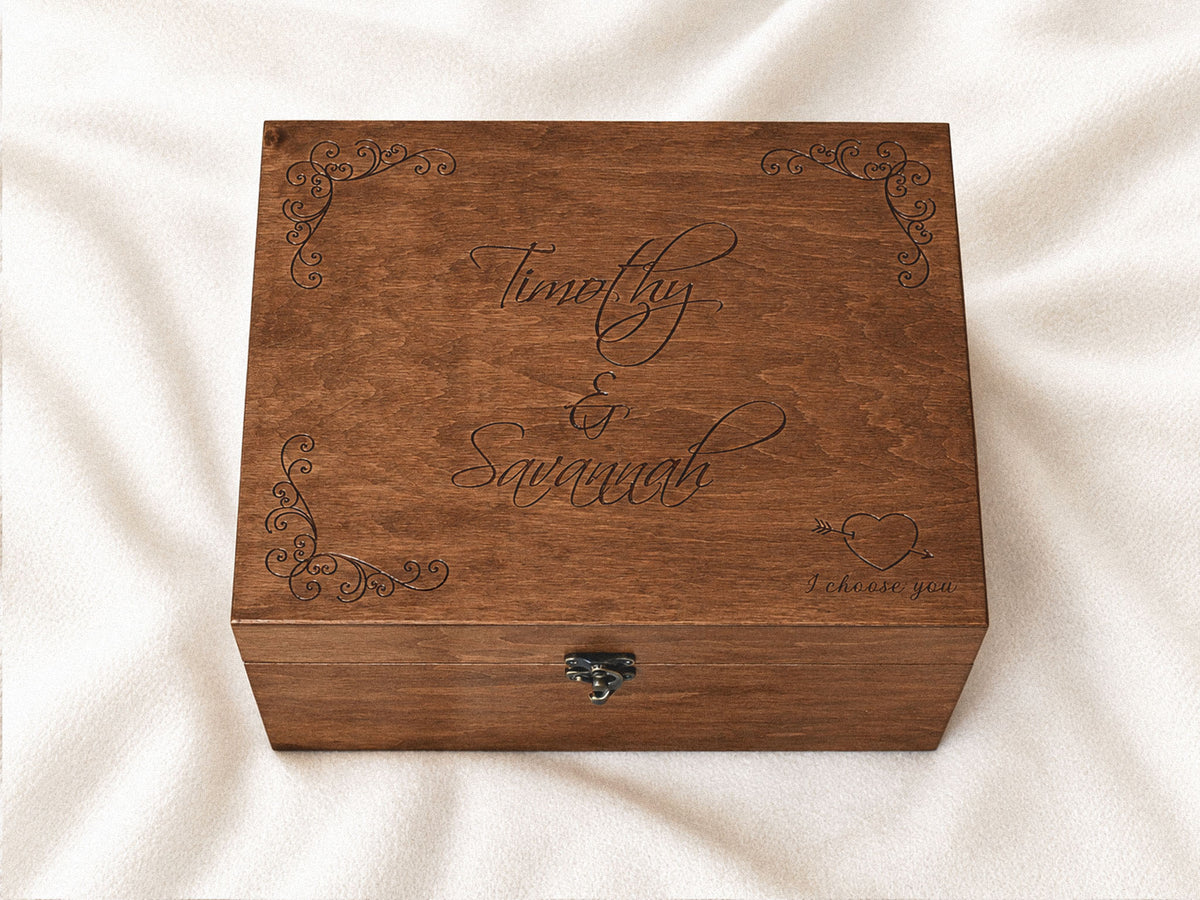 Engraved wedding keepsake gift personalized with names and wedding date
