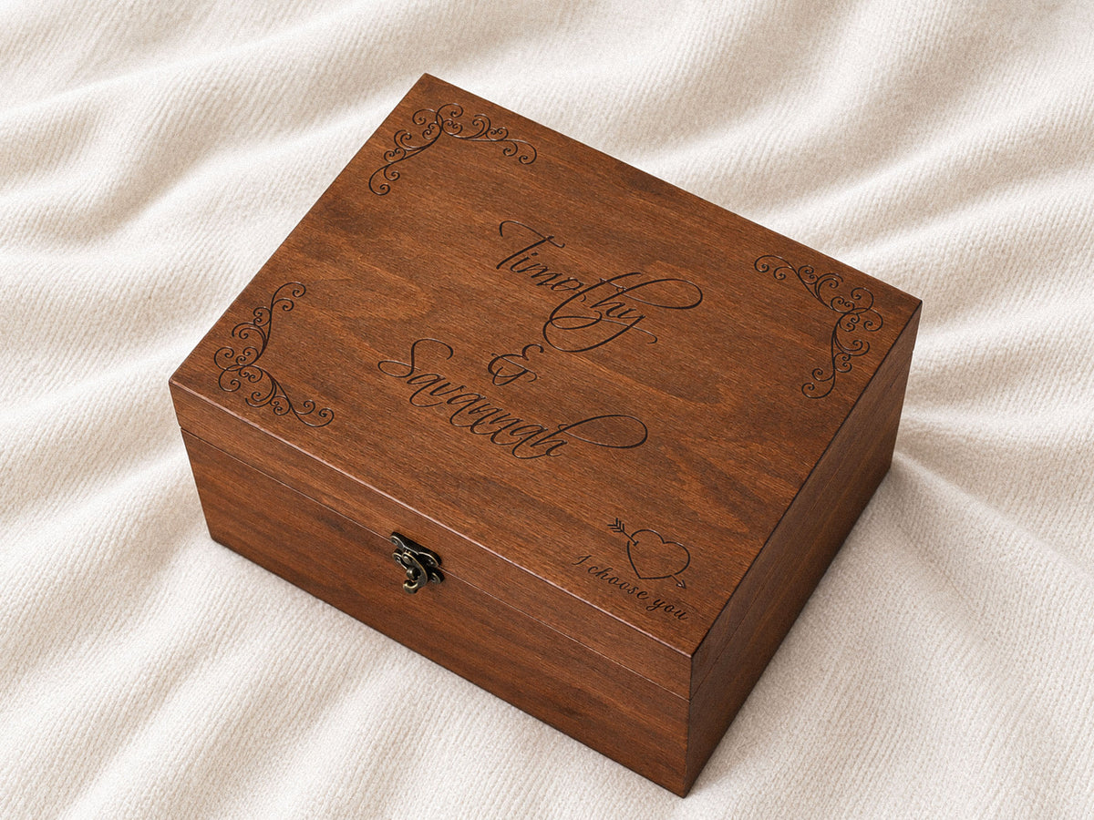 Personalized keepsace wedding box for wedding cards and mementos