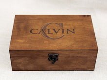 Load image into Gallery viewer, Personalized wooden box with name and monogram, Custom Jewelry Box, Baptism gift
