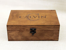Load image into Gallery viewer, Personalized wooden box with name and monogram, Custom Jewelry Box, Baptism gift
