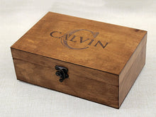 Load image into Gallery viewer, Personalized wooden box with name and monogram, Custom Jewelry Box, Baptism gift
