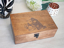 Load image into Gallery viewer, Winnie the Pooh quote on wooden box, Personalized keepsake box with custom saying, Winnie and Eeyore on memory box
