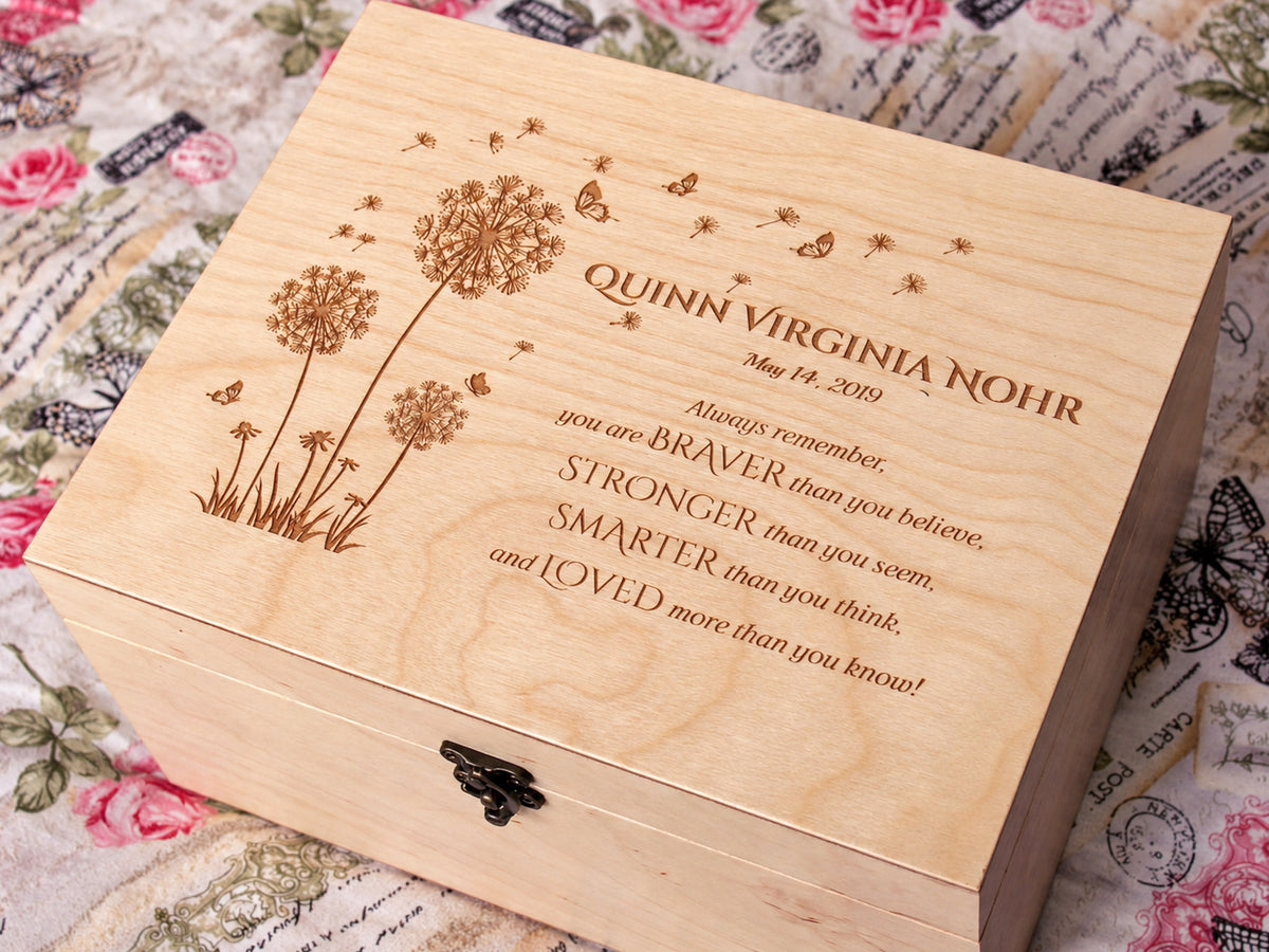Winnie the Pooh personalized wooden box with custom name, date and engraved quote