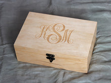 Load image into Gallery viewer, Monogram Wood Box, Monogram Jewelry Box, Personalized jewelry box, Gift for Her
