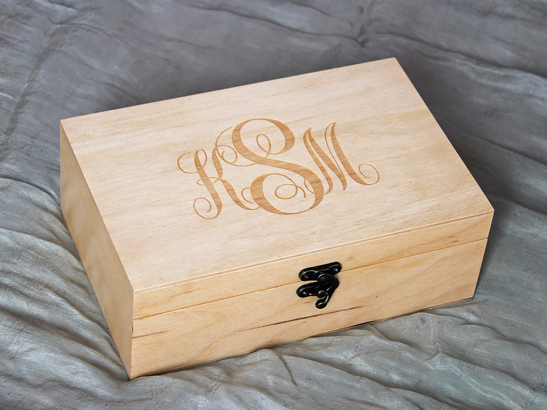 Monogram Wood Box, Personalized Jewelry Box, Gift for Her