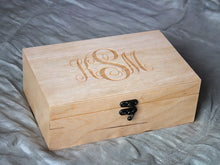 Load image into Gallery viewer, Monogram Wood Box, Monogram Jewelry Box, Personalized jewelry box, Gift for Her
