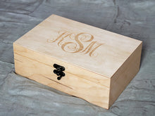 Load image into Gallery viewer, Monogram Wood Box, Monogram Jewelry Box, Personalized jewelry box, Gift for Her
