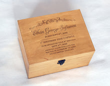 Load image into Gallery viewer, First birthday time capsule, Personalized wooden memory box for a child
