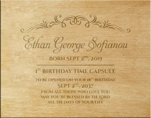 Load image into Gallery viewer, First birthday time capsule, Personalized wooden memory box for a child
