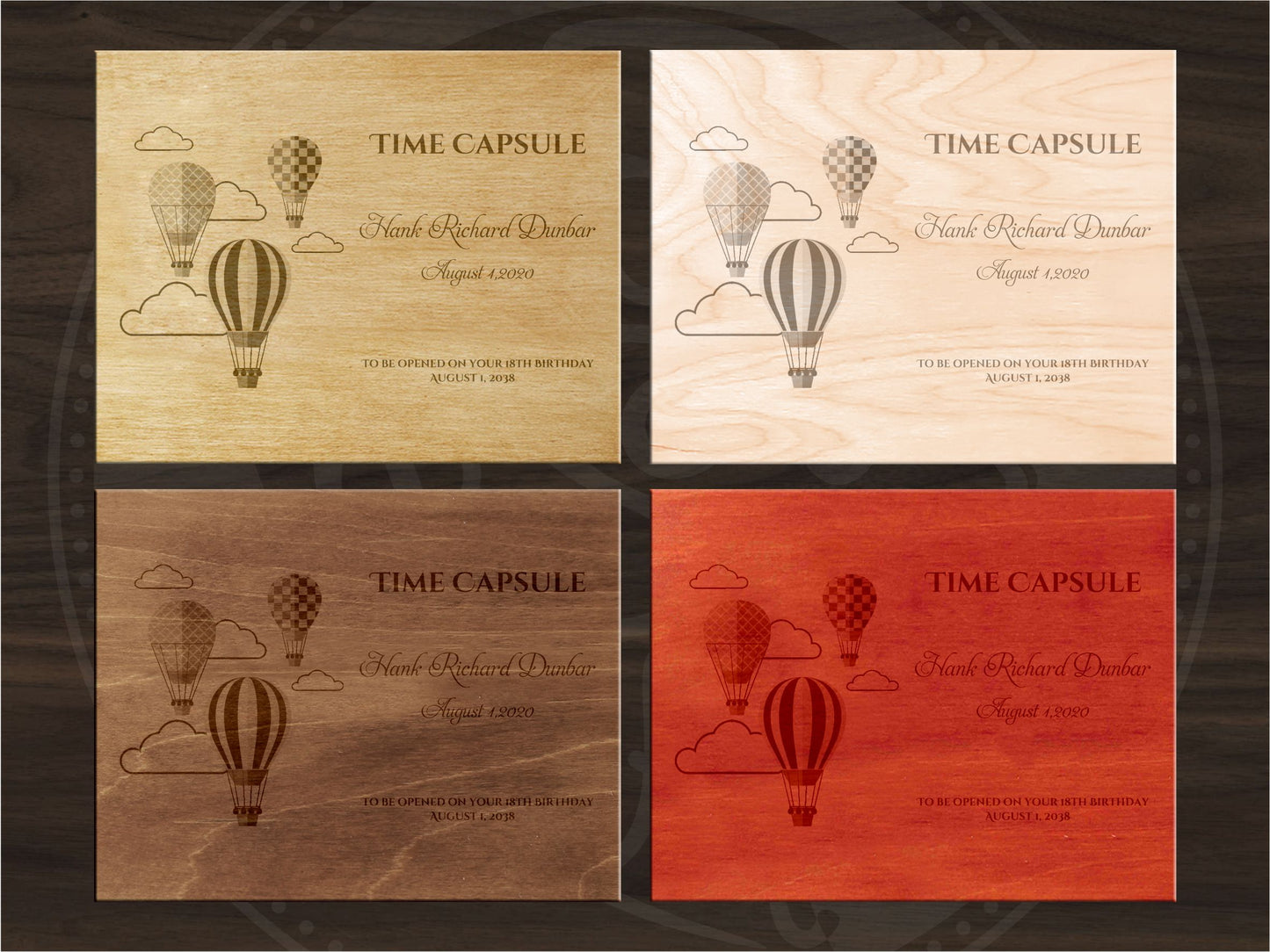 Zeitkapsel-Holzbox als Geschenk zum ersten Geburtstag