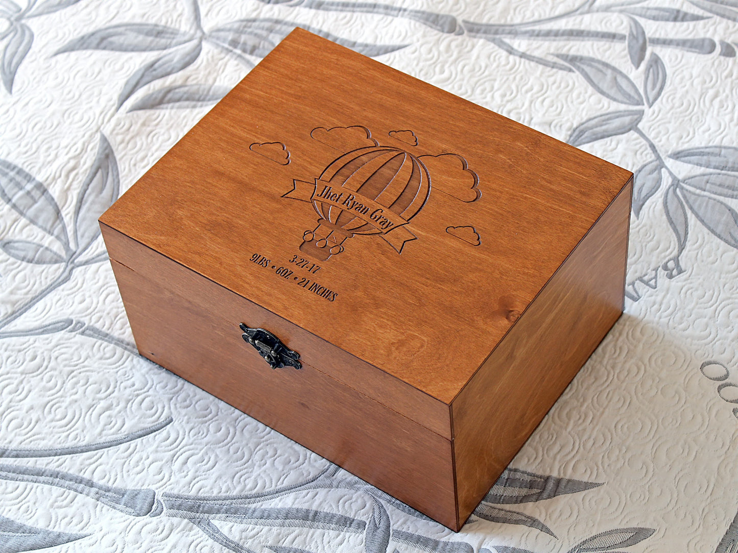 Baby hot air balloon personalized keepsake box