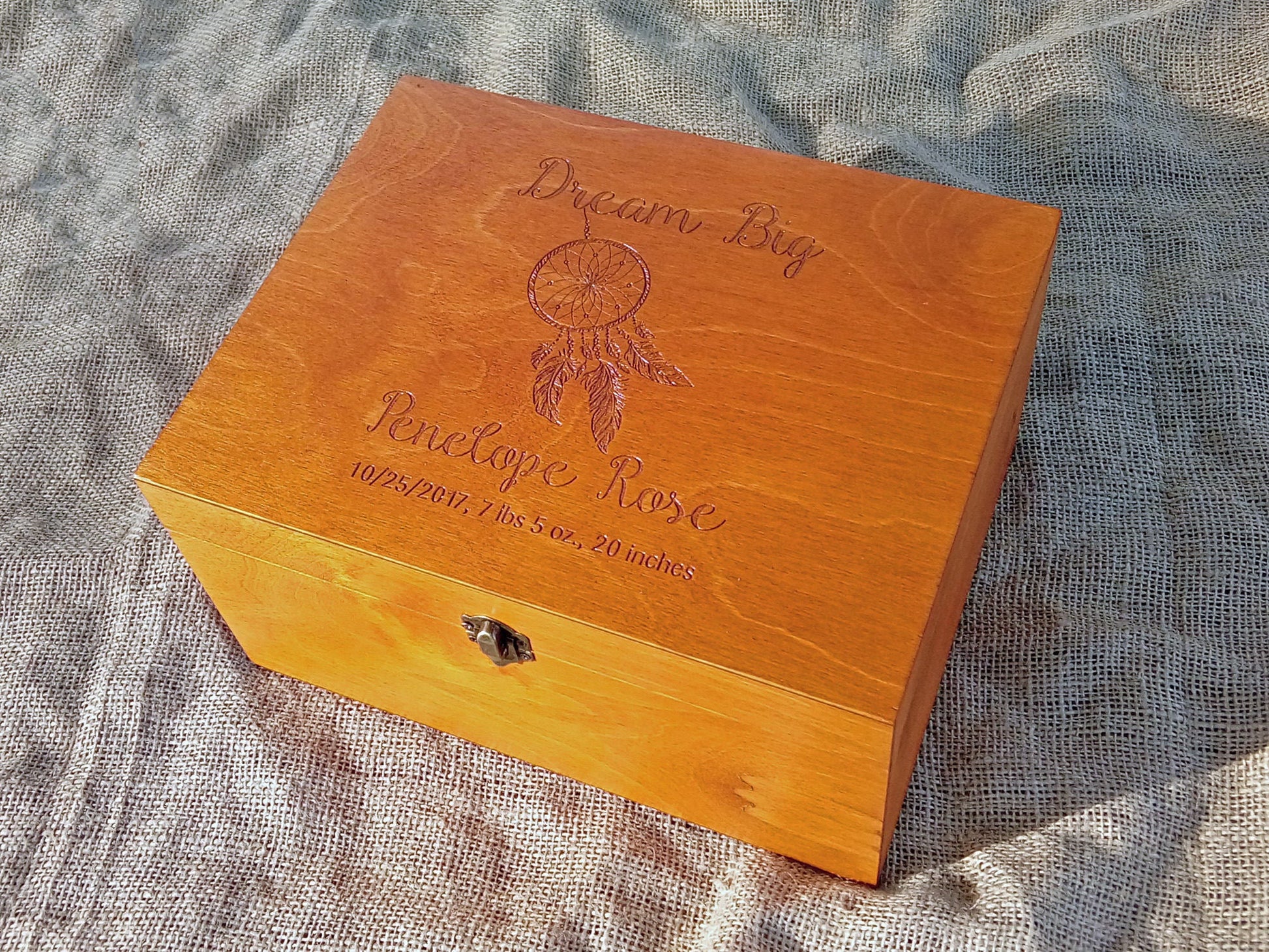 Baby memory box with Dream Big engraving